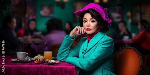 woman enjoying coffee in cozy cafe