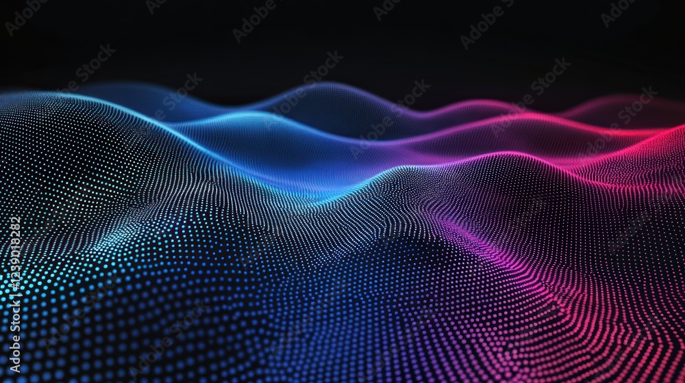 Abstract colorful glowing wave particles background. (3)
