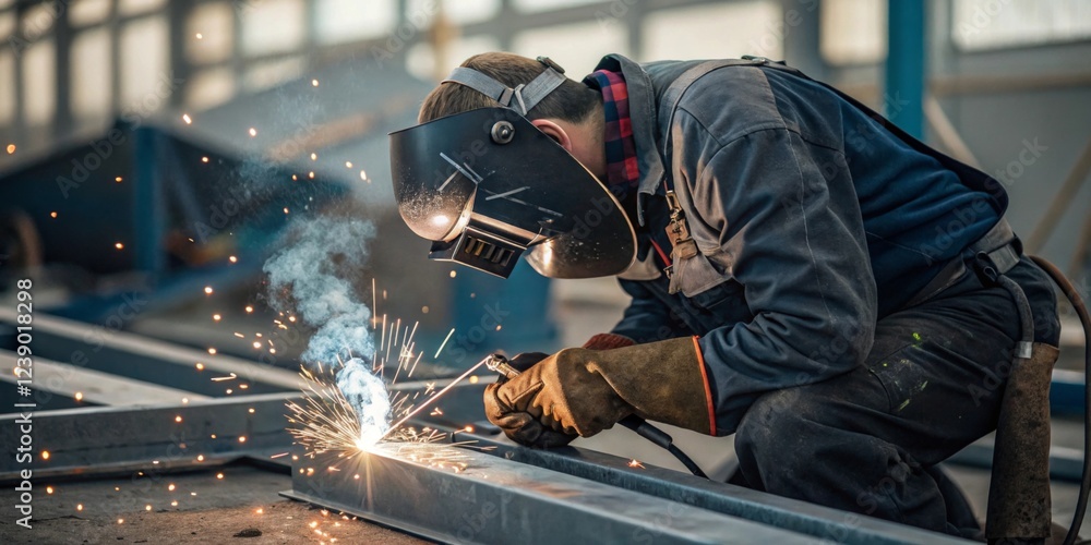 Skilled welder in action industrial workshop close-up photography dynamic environment eye-level view craftsmanship and precision Skilled welder in action industrial workshop close-up photography dynamic environment eye-level view craftsmanship and precision