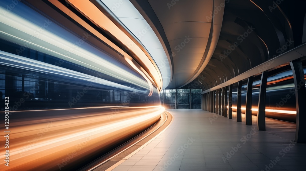 long exposure of light trails from futuristic, soft pastel background, empty space on the left,generative ai illustration long exposure of light trails from futuristic, soft pastel background, empty space on the left,generative ai illustration