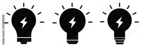 Light bulb icon. Idea symbol. Electric lamp vector illustration. Electric power sign. Shining light bulb pictogram.