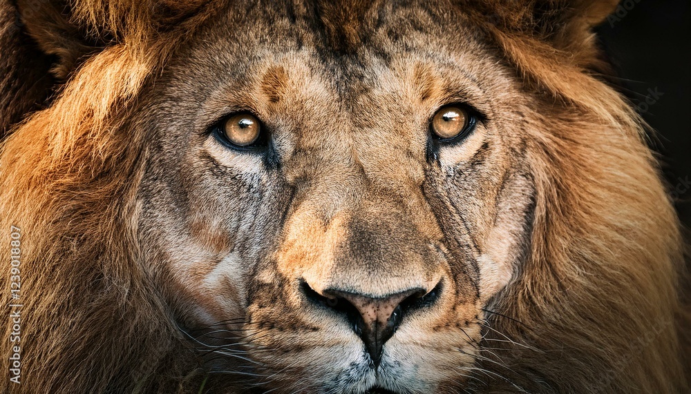 close up of a lion face close up of a lion face