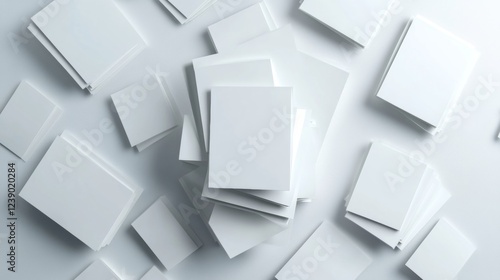 Elegant arrangement of white blank adhesive labels for design and organization projects