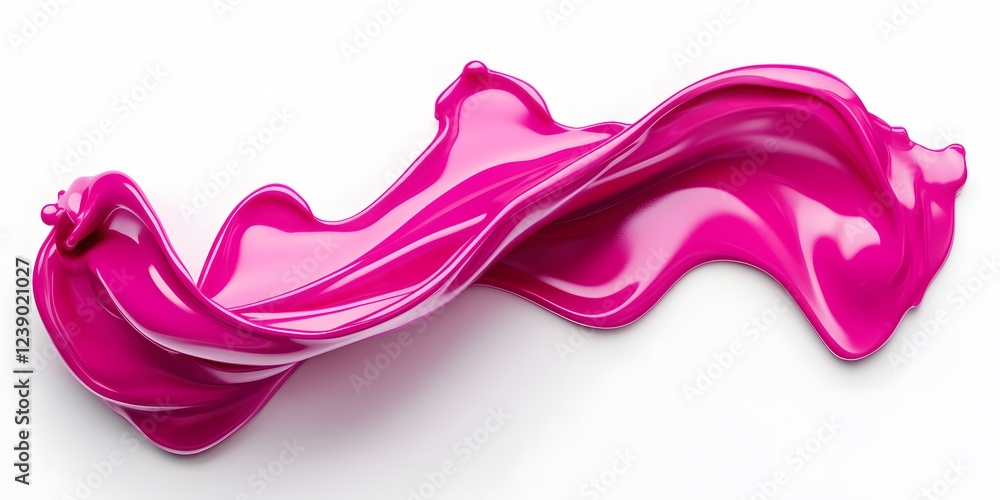 Vibrant magenta paint fluid flowing on a white background, creates a visual effect, generative AI Vibrant magenta paint fluid flowing on a white background, creates a visual effect, generative AI