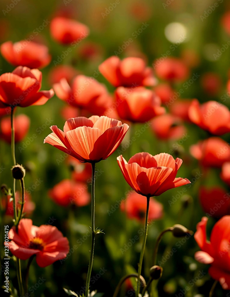 Fototapeta premium Flower field Poppy flowers