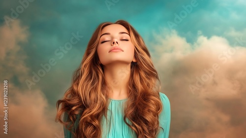 woman gazing at clouds in sky