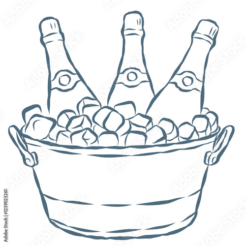 Line Art Illustration of Wine Bottle. Vector Graphic.