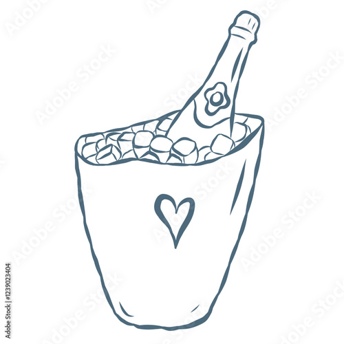 Line Art Illustration of Wine Bottle. Vector Graphic.