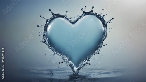 Heart shapeof water for Love concept, Valentine's Day concepts. love symbol, concept for Valentine's Day, wedding etc. Heart elements for love concept design. AI generated image