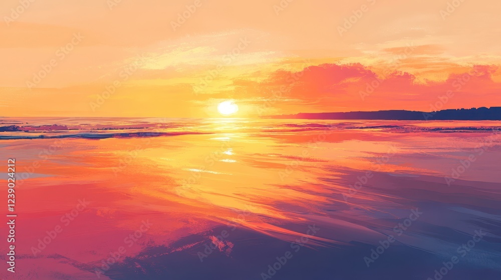 Vibrant Sunset Over Calm Ocean Waters Vibrant Sunset Over Calm Ocean Waters
