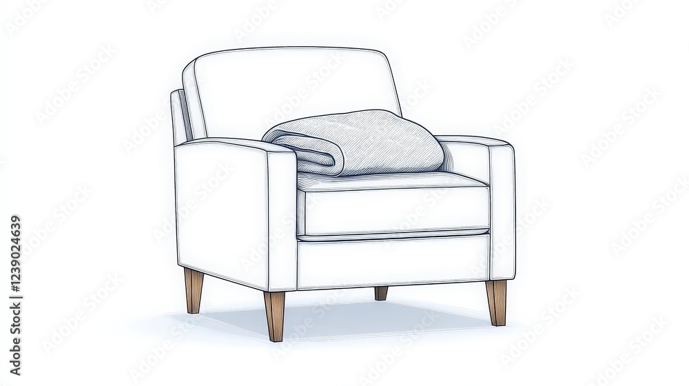 Cozy armchair with a soft blanket perfect for relaxation in a minimalist living space Cozy armchair with a soft blanket perfect for relaxation in a minimalist living space