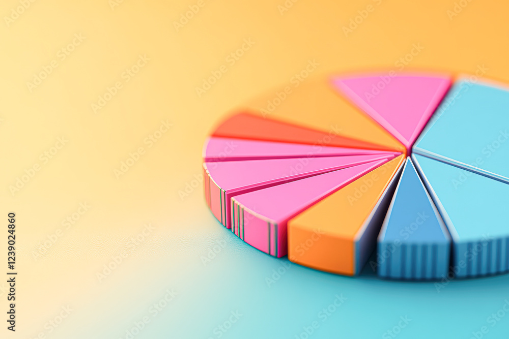 Obraz premium Infographic financial report with colorful pie chart on bright background