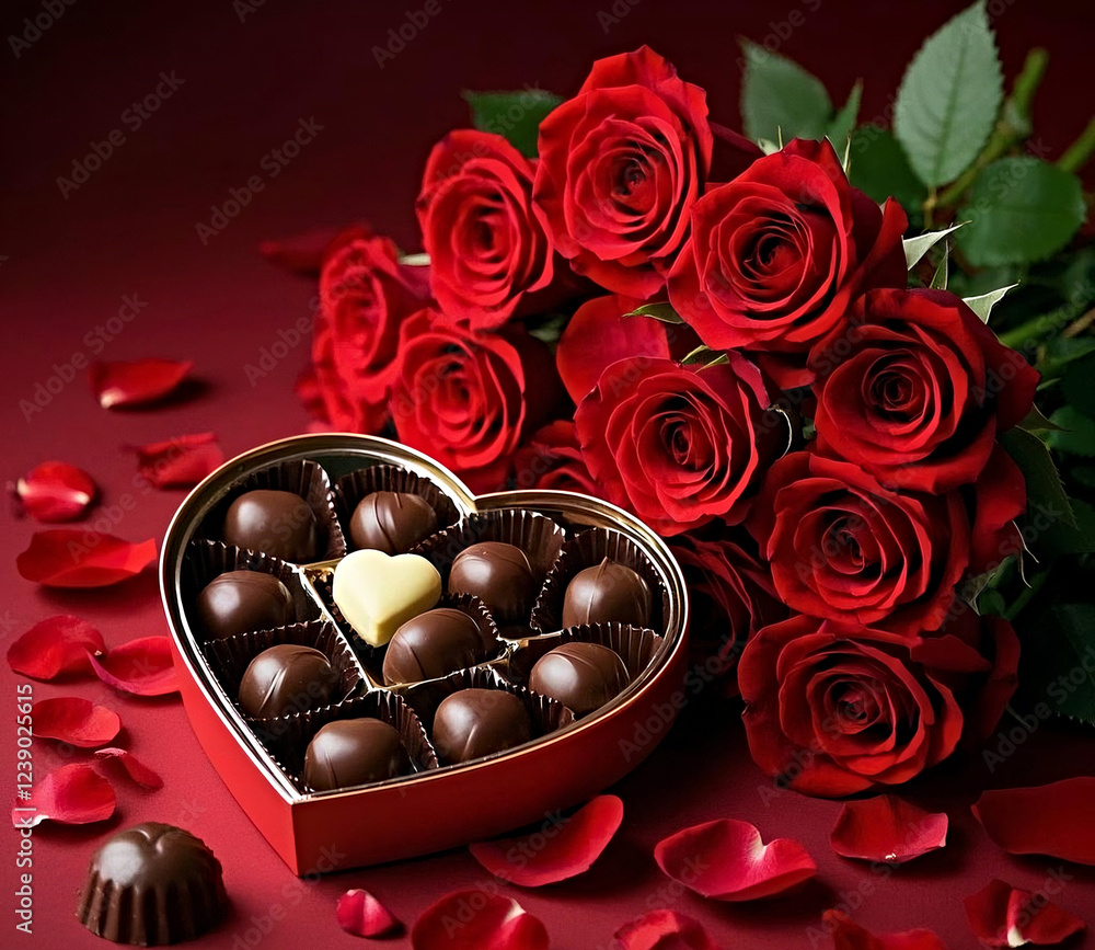heart shaped chocolates and roses heart shaped chocolates and roses