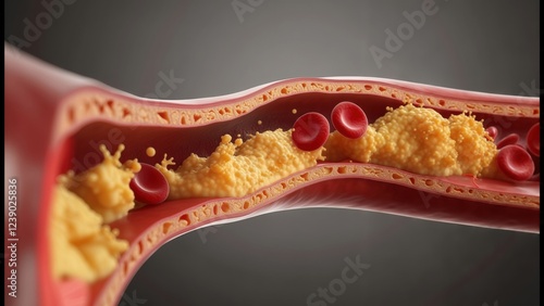 Understanding cholesterol buildup in arteries during the process of atherosclerosis photo