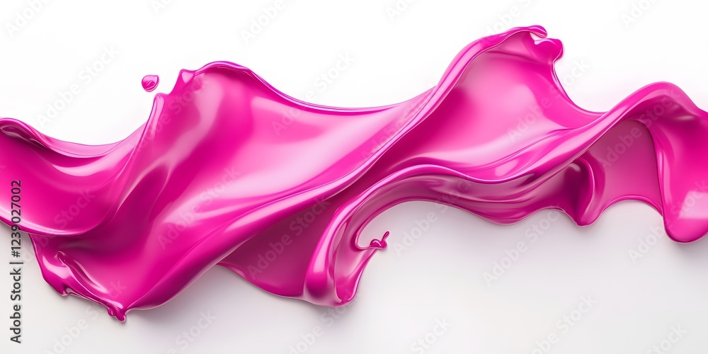 Naklejka premium Vibrant magenta paint fluid flowing on a white background, creates a visual effect, generative AI