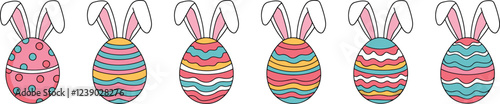 Colorful easter rabbit egg meadow vector art on a white background