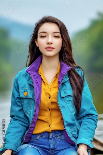 woman on boat with river scenery