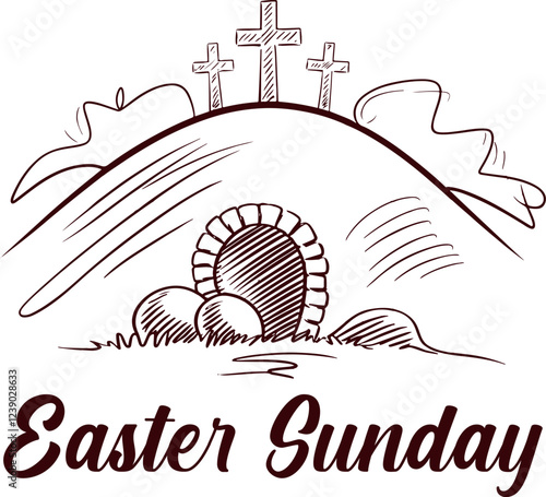 Happy Easter Sunday with eggs vector on a white background