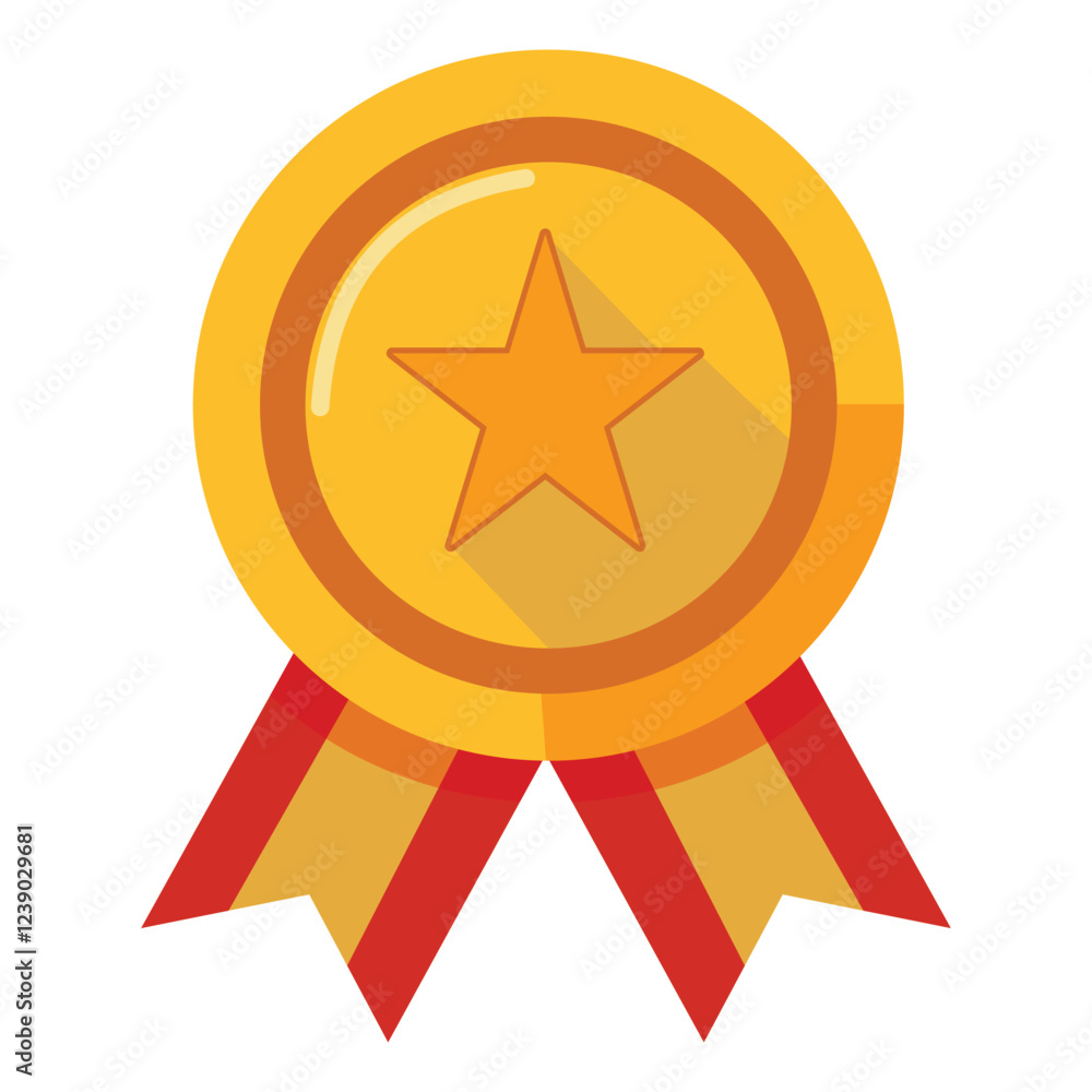 Golden Award Medal with Ribbon Isolated on White Golden Award Medal with Ribbon Isolated on White