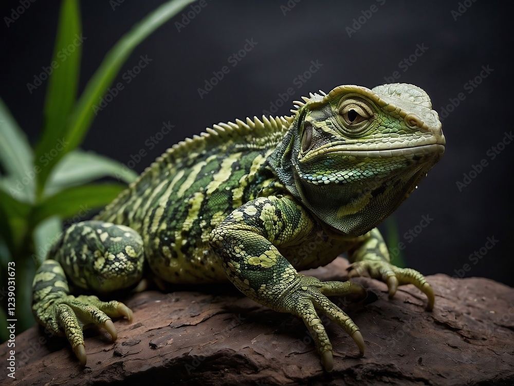 Portrait of a Common Basilisk Lizard in Vibrant Green Habitat Portrait of a Common Basilisk Lizard in Vibrant Green Habitat