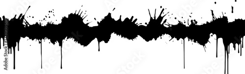 grunge ink splatter border with dripping effect, vector silhouette for engraving
