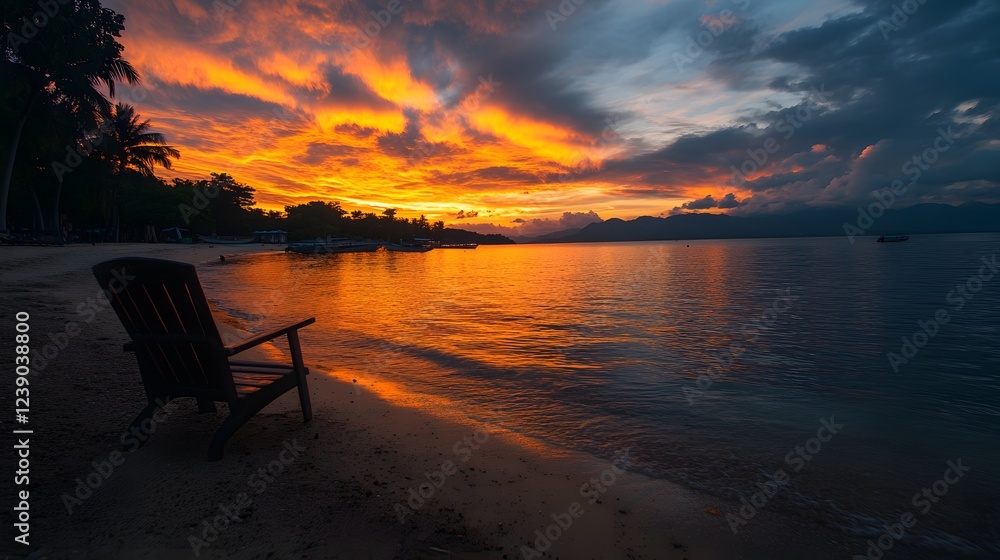 Fiery Beach Sunset Chair Relax Fiery Beach Sunset Chair Relax