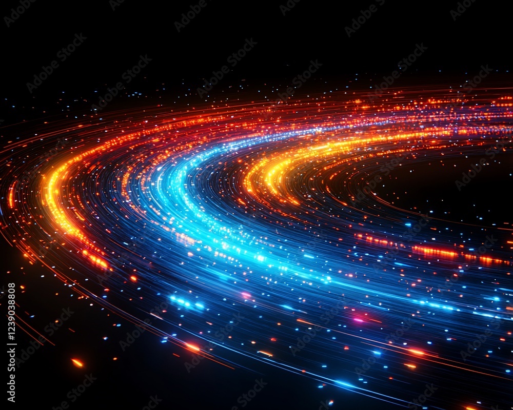 Obraz premium Abstract swirling light trails, futuristic energy, dark background, technology concept