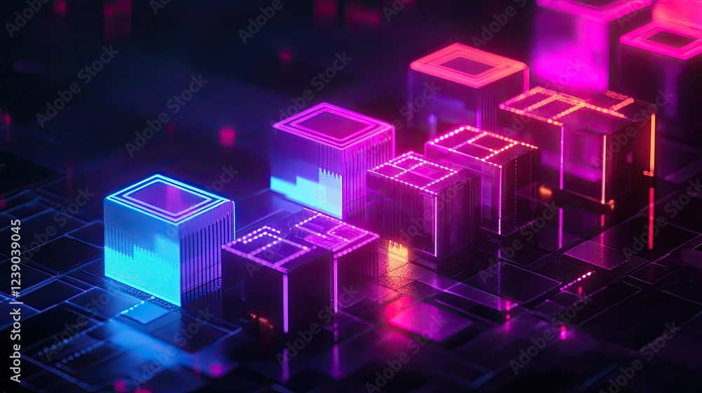 A sleek digital bar graph with luminous cryptocurrency icons, showcasing technological and financial innovation in vibrant 3D. A sleek digital bar graph with luminous cryptocurrency icons, showcasing technological and financial innovation in vibrant 3D.