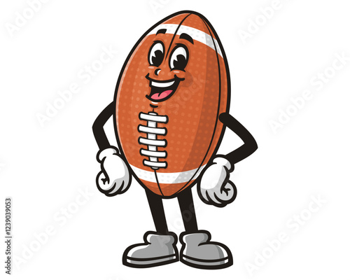 Cartoon mascot character of  Laughing American Football 