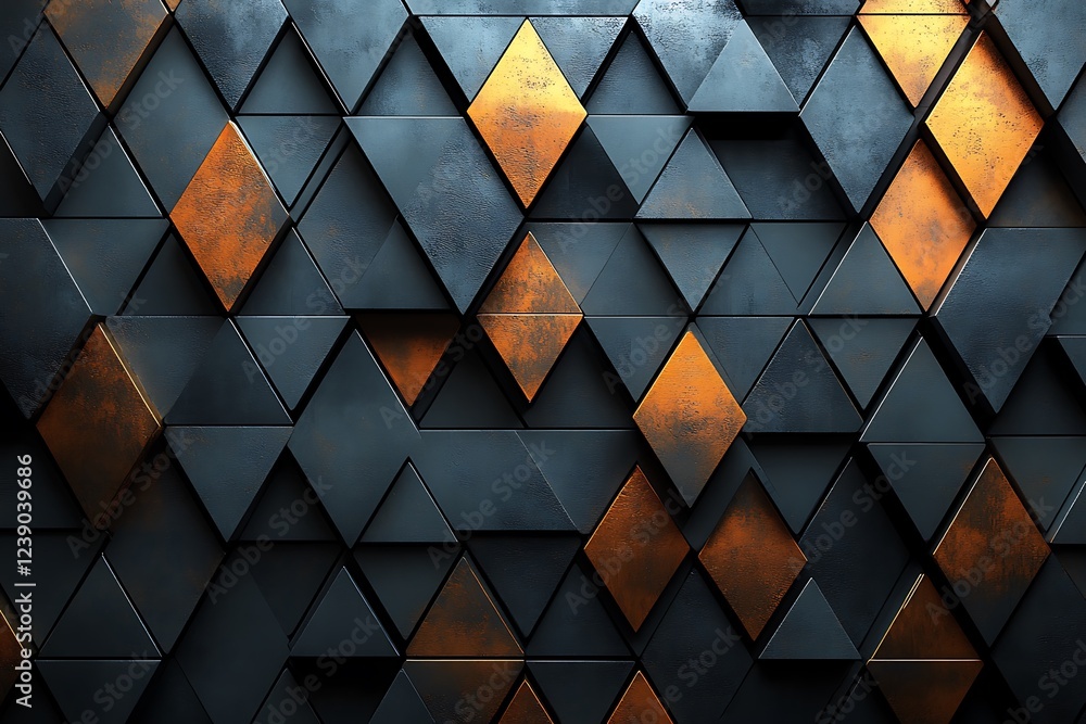 Abstract Geometric Pattern Of Dark Grey And Copper Triangles Abstract Geometric Pattern Of Dark Grey And Copper Triangles