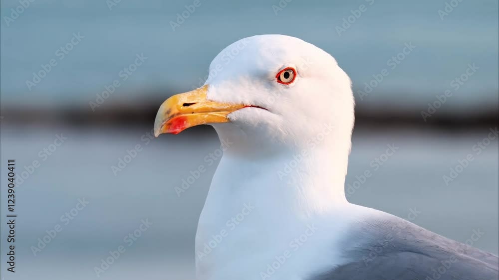 Close-up Profile of a White-Headed Gull with Red Eye Close-up Profile of a White-Headed Gull with Red Eye
