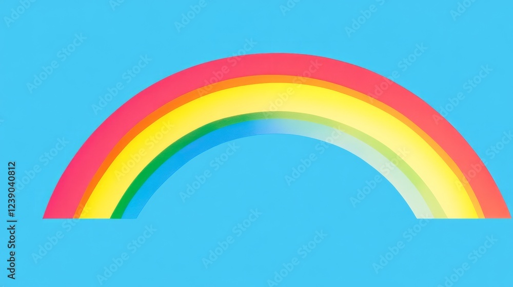 Fototapeta premium Vibrant Rainbow Arching Over Bright Blue Background in Digital Art