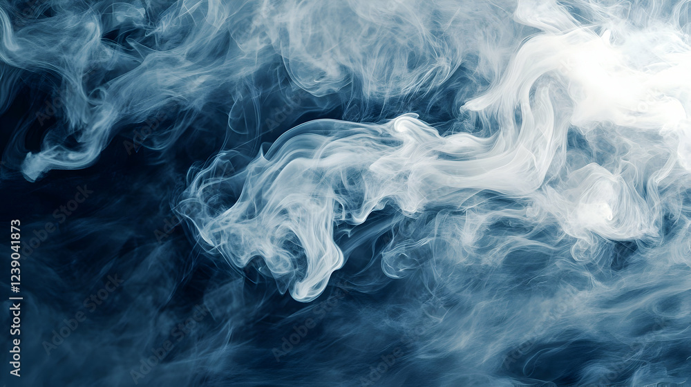 Obraz premium Abstract smoke wisps in slate blue and bone white, ethereal and wispy