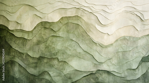 Abstract topographic lines in sage and parchment, earthy and precise