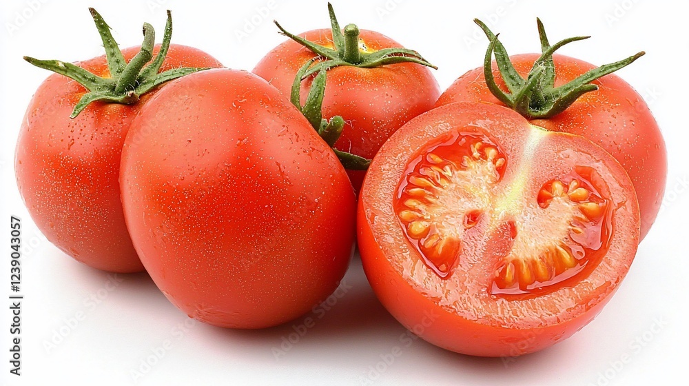 Ripe red tomatoes on white background; culinary use Ripe red tomatoes on white background; culinary use