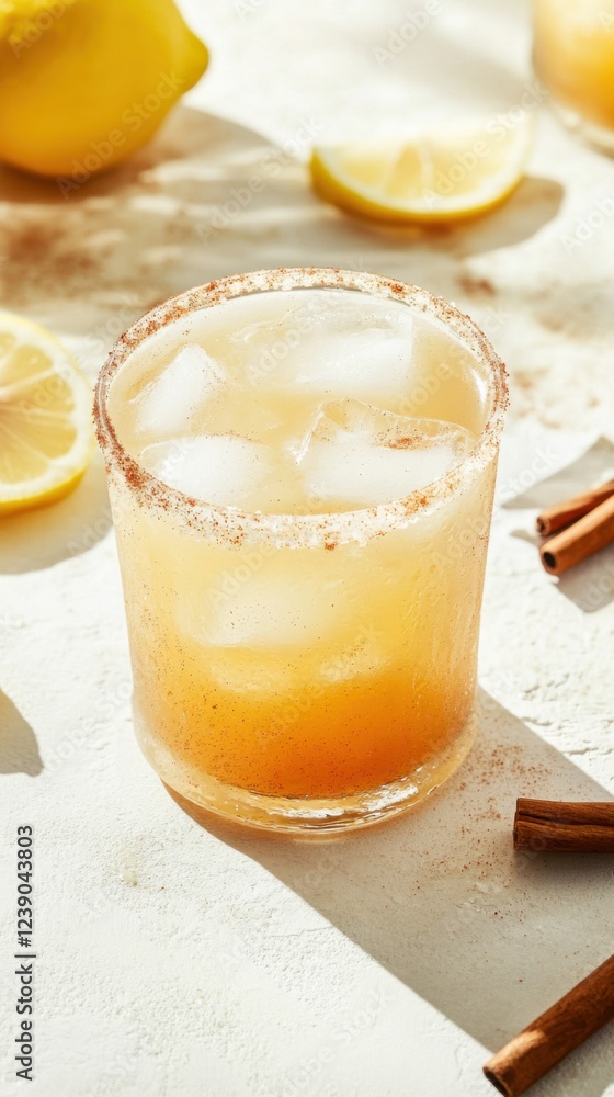 Refreshing non-alcoholic apple cider served in a margarita glass Refreshing non-alcoholic apple cider served in a margarita glass
