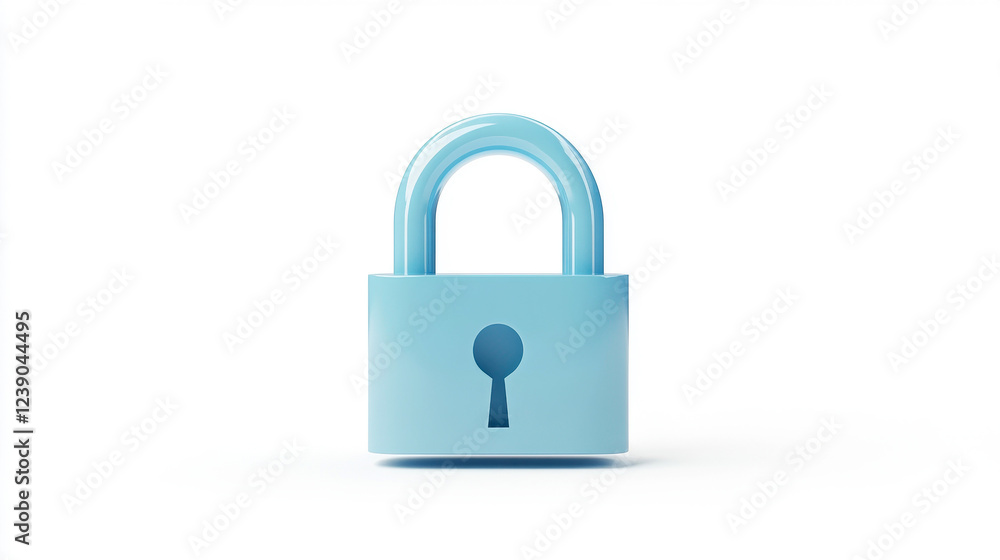 Simple light blue padlock icon representing security and privacy on white background Simple light blue padlock icon representing security and privacy on white background