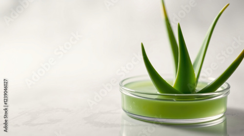 Wallpaper Mural green liquid in a petri dish, aloe vera leaf within a foggy cosmetics laboratory. Soft pastel colors Torontodigital.ca