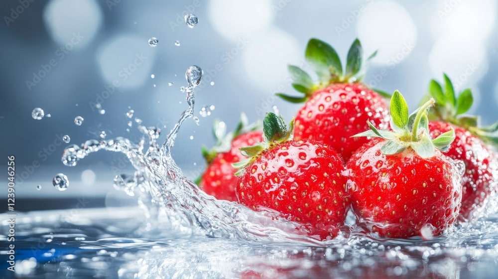 Fresh Strawberries in Water Splash - Juicy red strawberries splashing into clear water, creating a vibrant and refreshing image. Perfect for food, drink, or health related projects. Fresh Strawberries in Water Splash - Juicy red strawberries splashing into clear water, creating a vibrant and refreshing image. Perfect for food, drink, or health related projects.