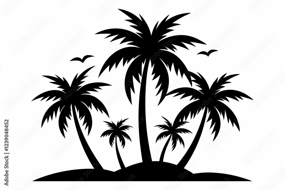 Obraz premium Tropical Palm Tree Silhouette Art, silhouette palm tree vector illustration for t-shirt design
