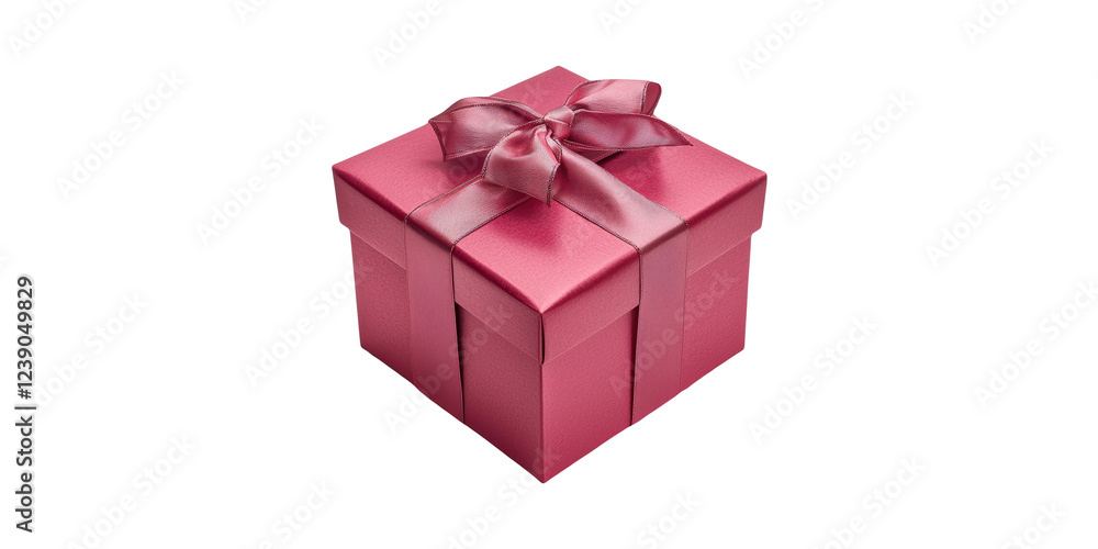 Obraz premium Red gift box with ribbon isolated on transparent background