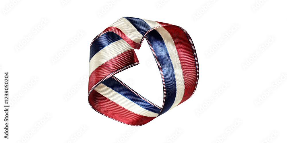 Fototapeta premium Red, white, and blue ribbon bow isolated on transparent background