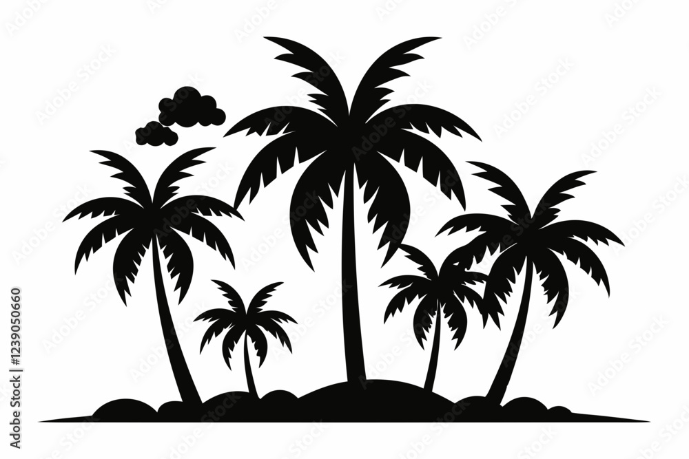 Fototapeta premium Tropical Palm Tree Silhouette Art, silhouette palm tree vector illustration for t-shirt design