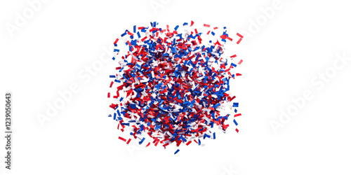 Colorful red blue white confetti isolated on transparent background