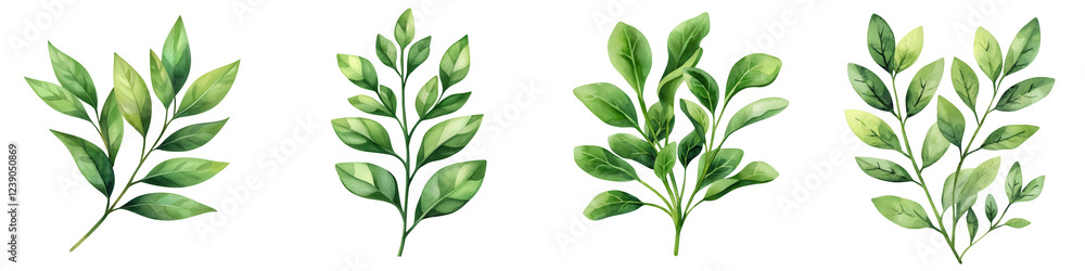 Fototapeta premium Various Green Leaves creative pieces for Nature and Design Projects