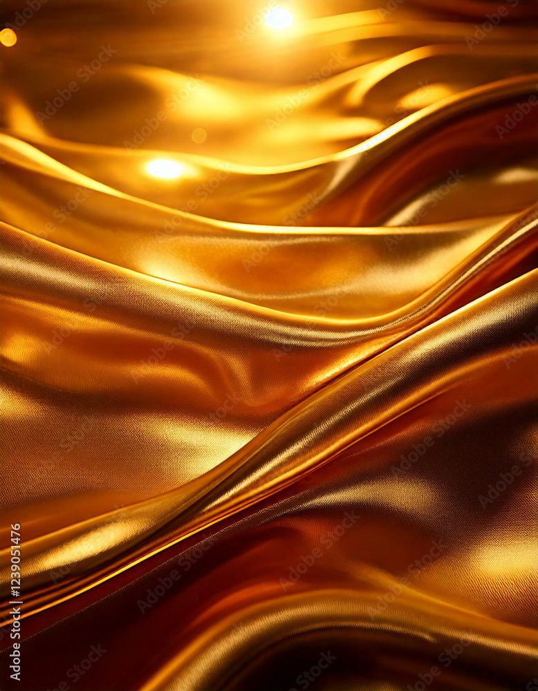 Fototapeta premium Abstract Golden Light Reflections on a Silky Smooth Surface, Elegant and Trendy