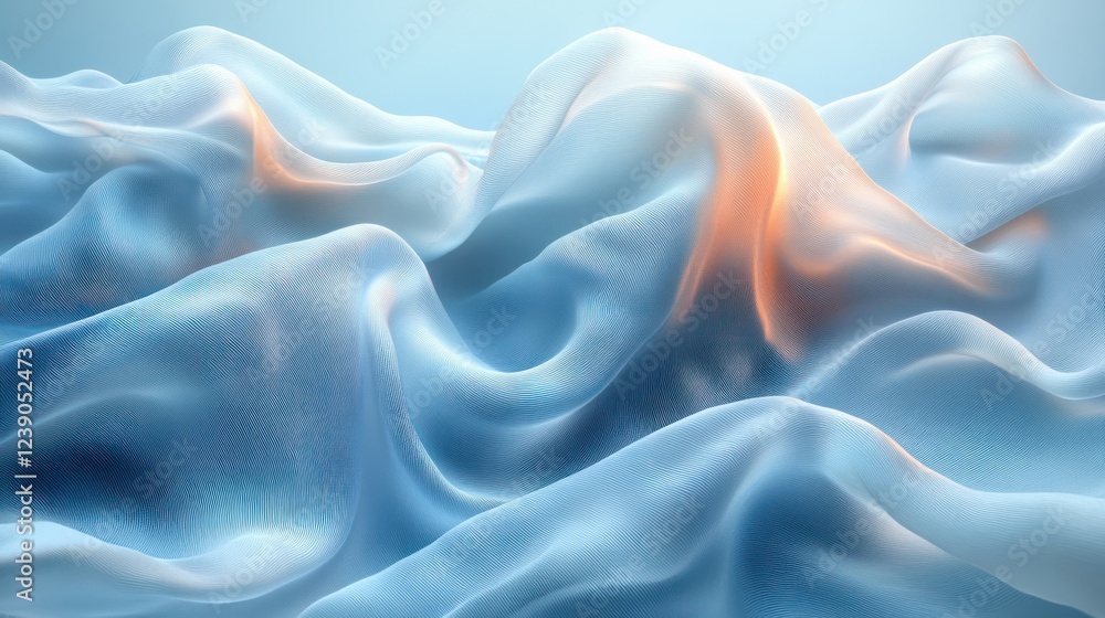 Obraz premium Abstract Blue Silk Drapery Layers Floating in 3D Ethereal Fabric Design