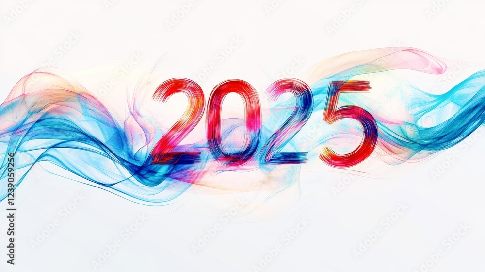 Fototapeta premium Celebrating the future creative 2025 design trends global art showcase digital graphics modern aesthetic vibrant color palette inspirational concepts