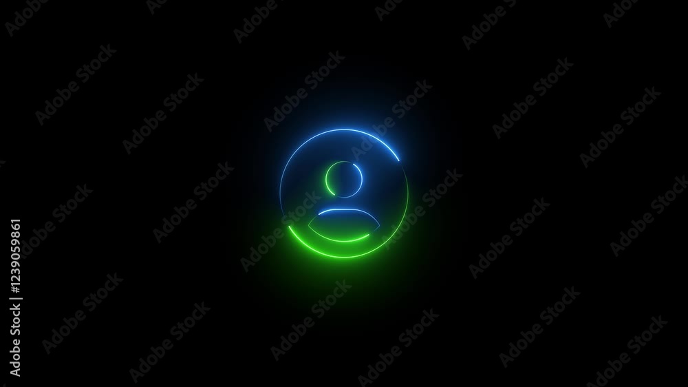 Blue and green color glow neon circle user icon animation Blue and green color glow neon circle user icon animation