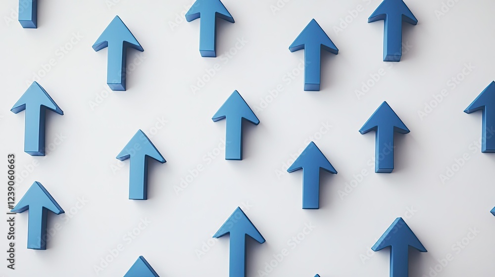 Clean layout with multiple blue arrows pointing upwards on a white background, symbolizing progress, growth, and success. Clean layout with multiple blue arrows pointing upwards on a white background, symbolizing progress, growth, and success.